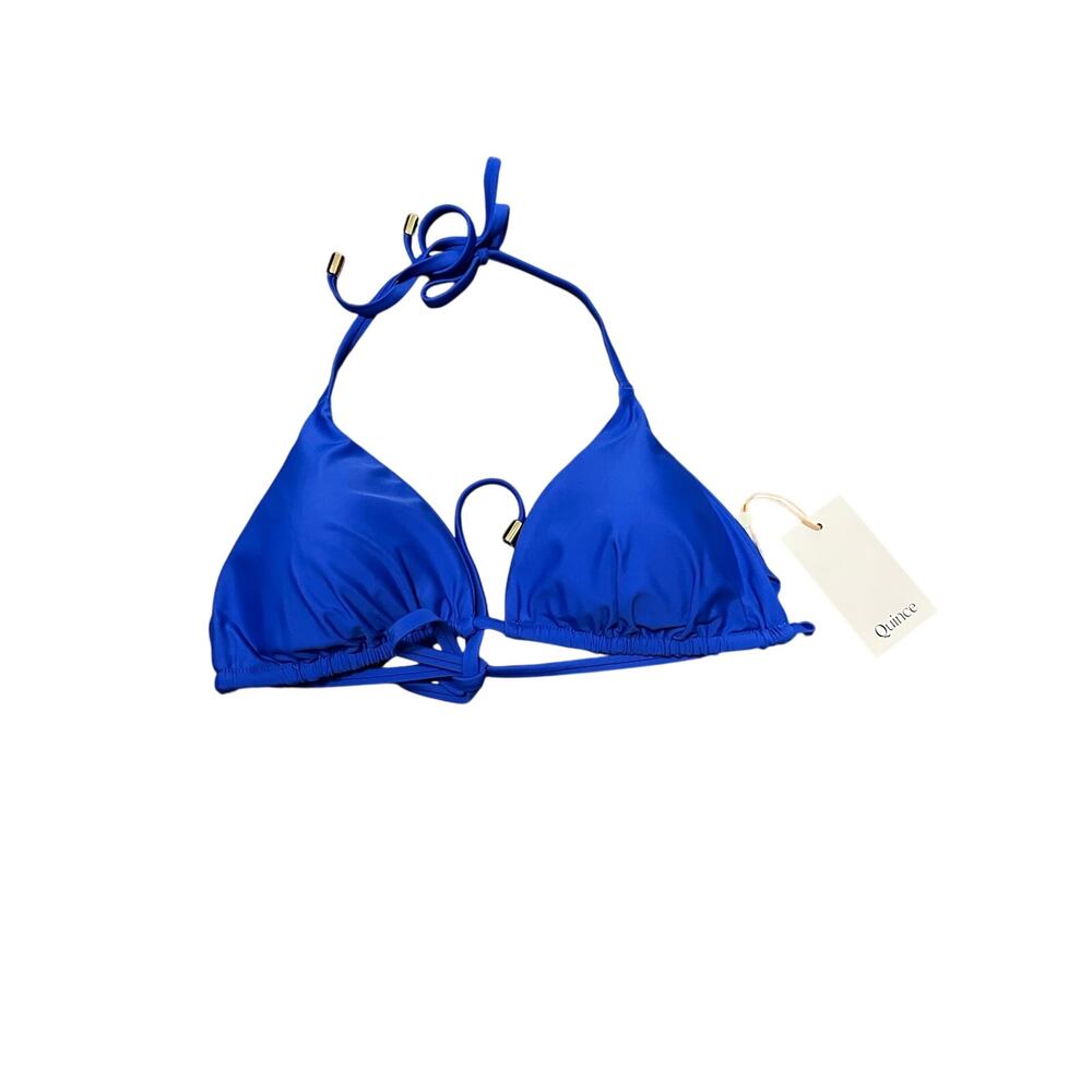 Quince Italian Triangle Bikini Top in Sapphire Blue Size Large NWT!